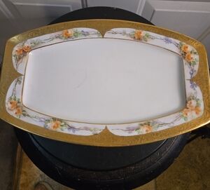 Antique Rosenthal Gold Trim Floral Porcelain Serving Platter